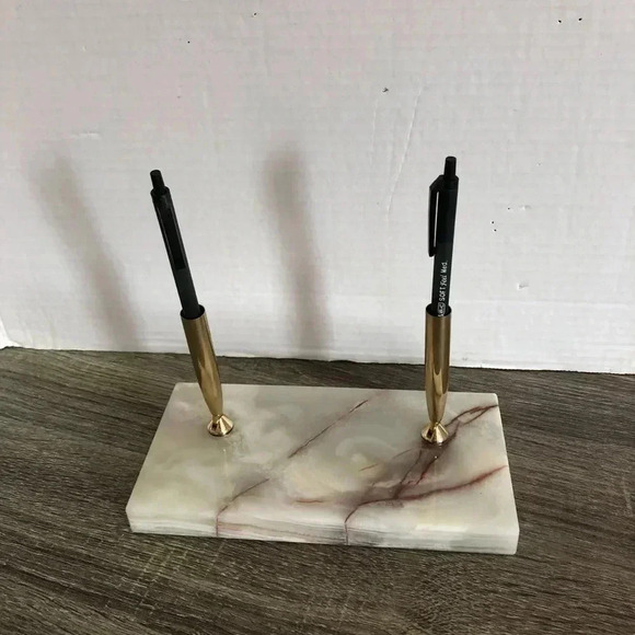 Vintage Onyx Double  Pen Holder - Picture 2 of 11